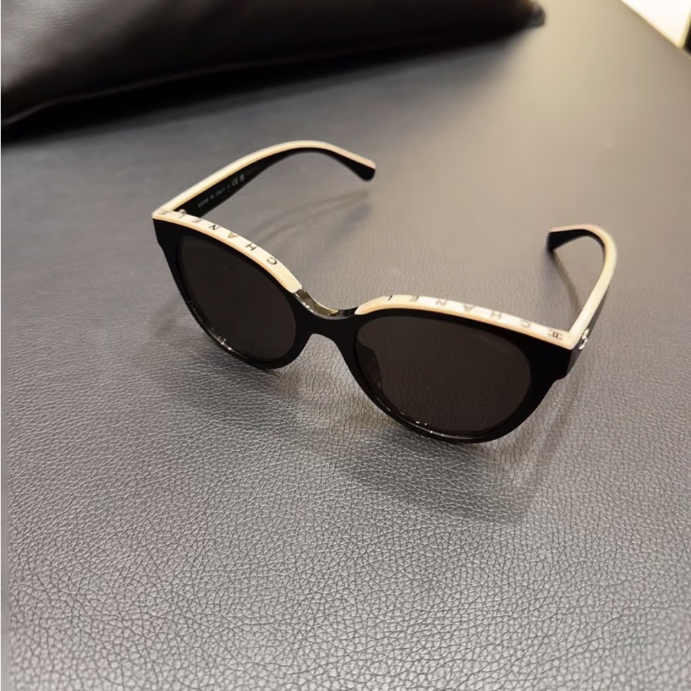 CHANEL Black and Gold Sunglasses